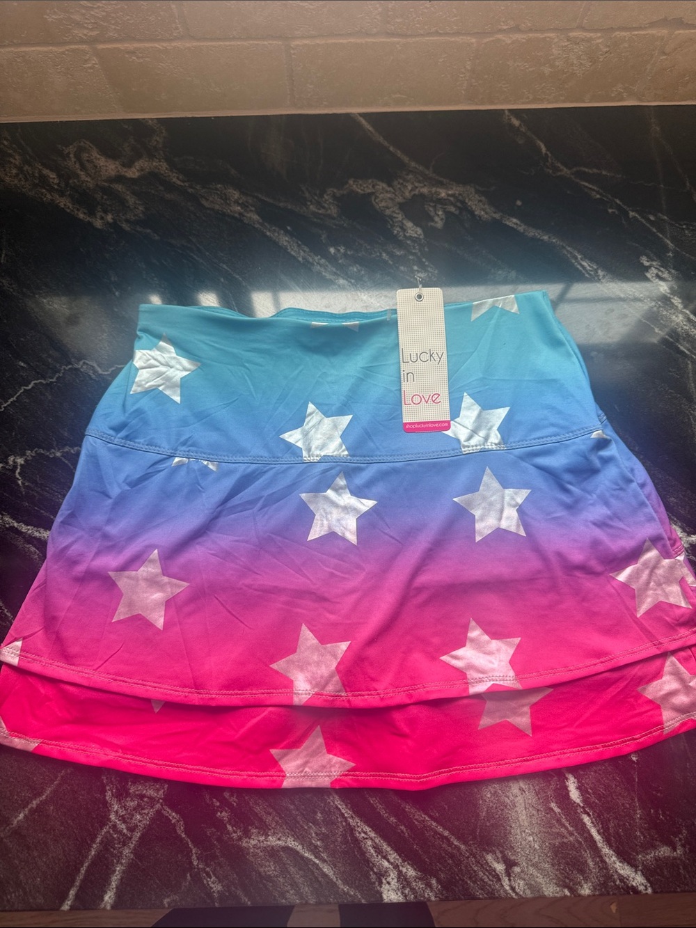 Lucky in Love Pink, Purple & Blue Ombre Star Skater Skirt